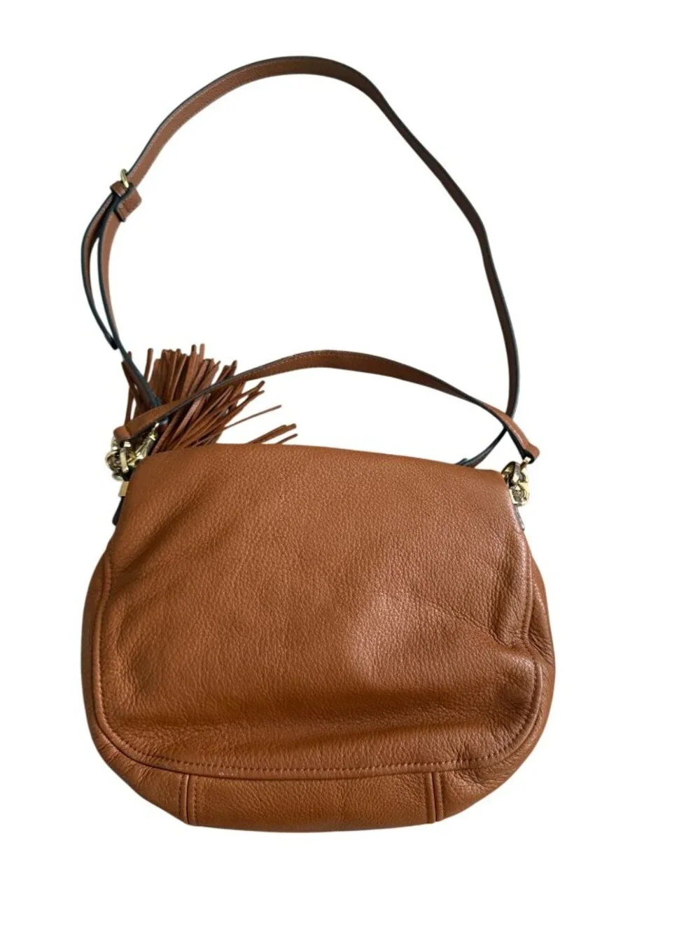 MICHAEL KORS Tan Pebble Leather Crossbody Two Way Bag
